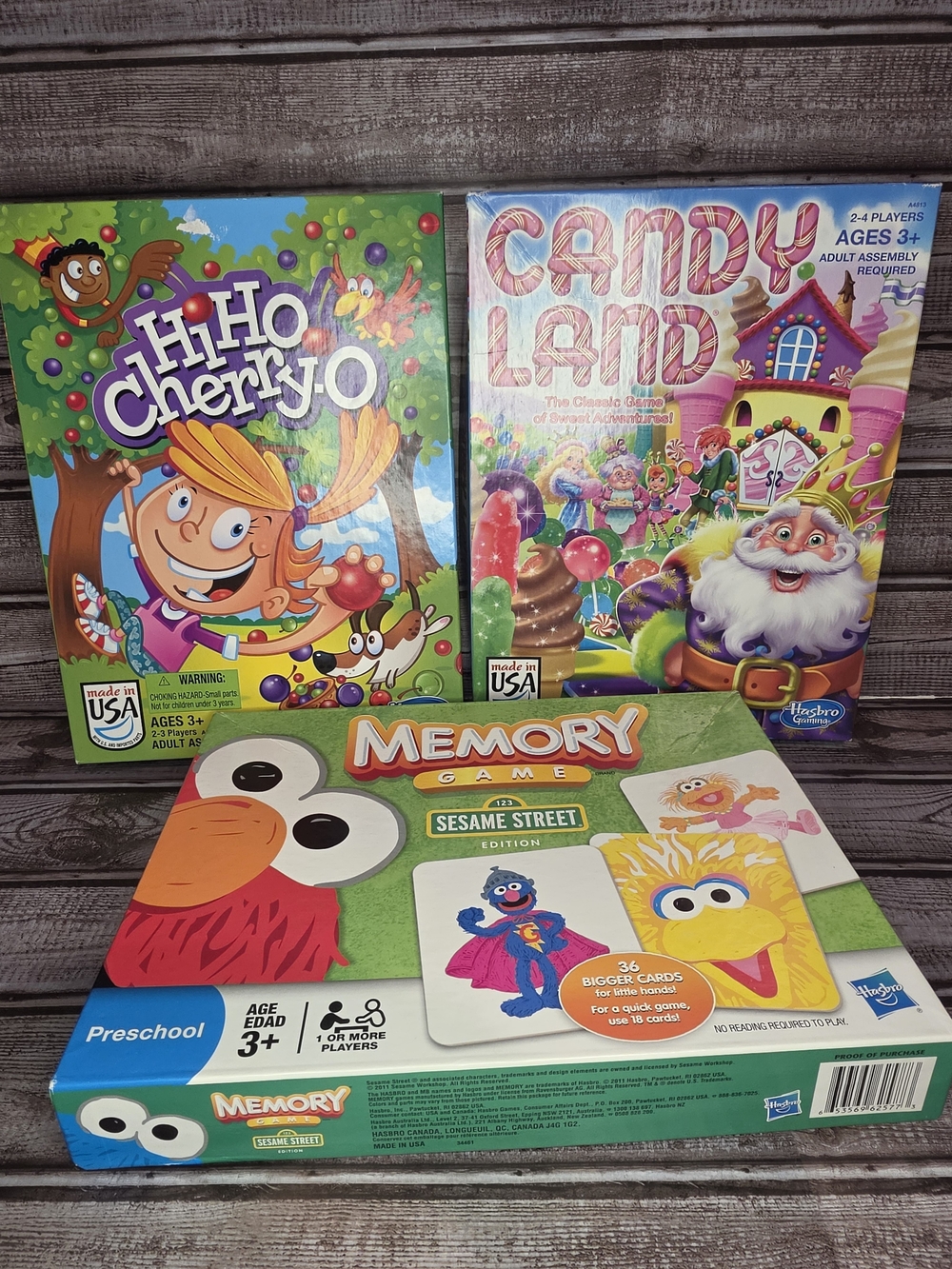 Board Game Bundle - Hi Ho Cherry-O, Sesame Street Memory & Candy Land